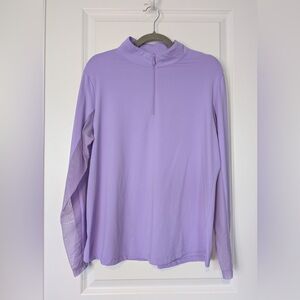 IBKUL Women's Solid Long Sleeve Zip Mock Neck Shirt Lavender Size XL